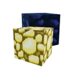 A glowing yellow block in front of a dark blue block, the store icon for Extra Blocks Pack [10 blocks]