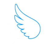 A white wing with blue outlines and motion streaks, the store icon for Fly Ability [OP]