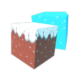 Two blocks with snowy white tops, one dirt brown and one ice blue, the store icon for Ice Biome Pack ❄️